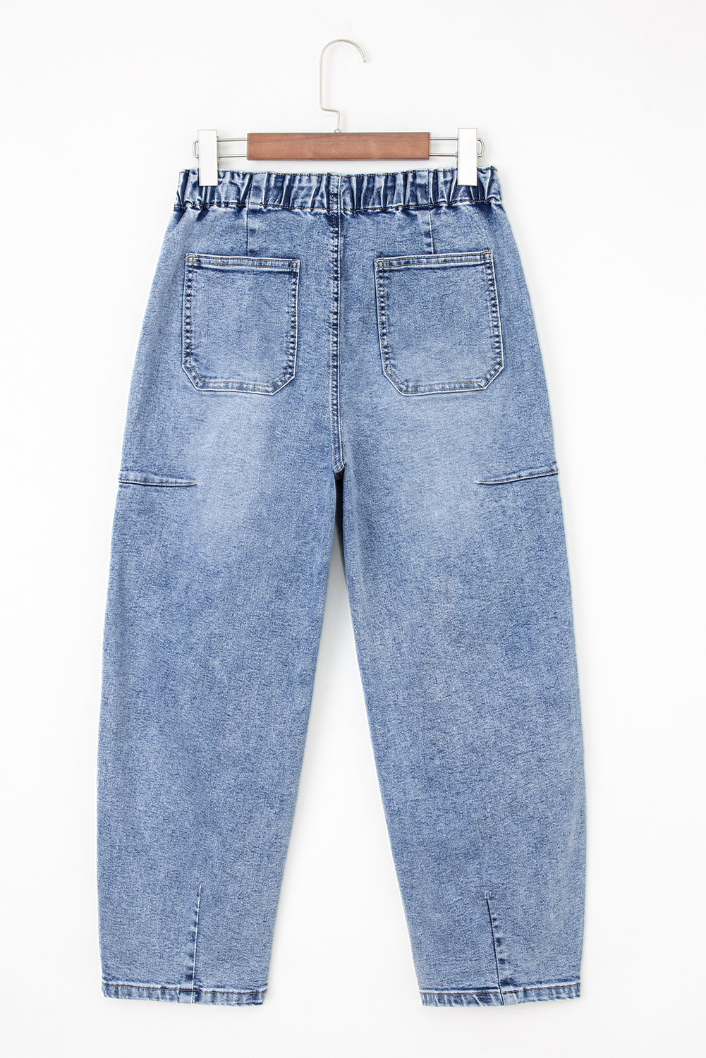 Patch Pocket Drawstring Paper bag Waist Barrel Jeans