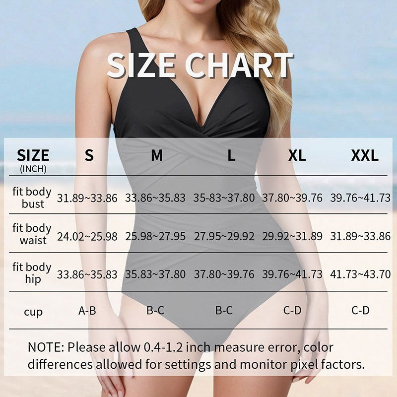 One Piece Swimsuits Tummy Control Bathing Suits V Neck Criss Cross Ruched Push Up Slimming Swimwear