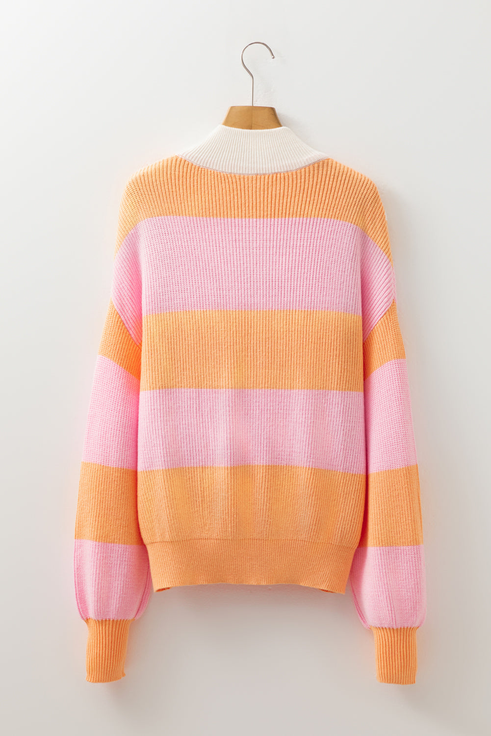 Stripe Colorblock Half Zip Oversize Sweater
