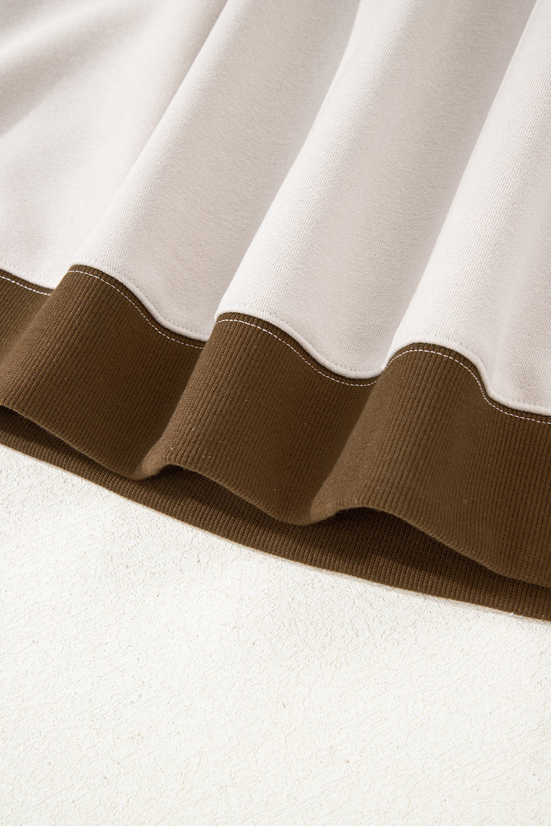 Parchment Striped Colorblock Patchwork Drop Shoulder Sweatshirt