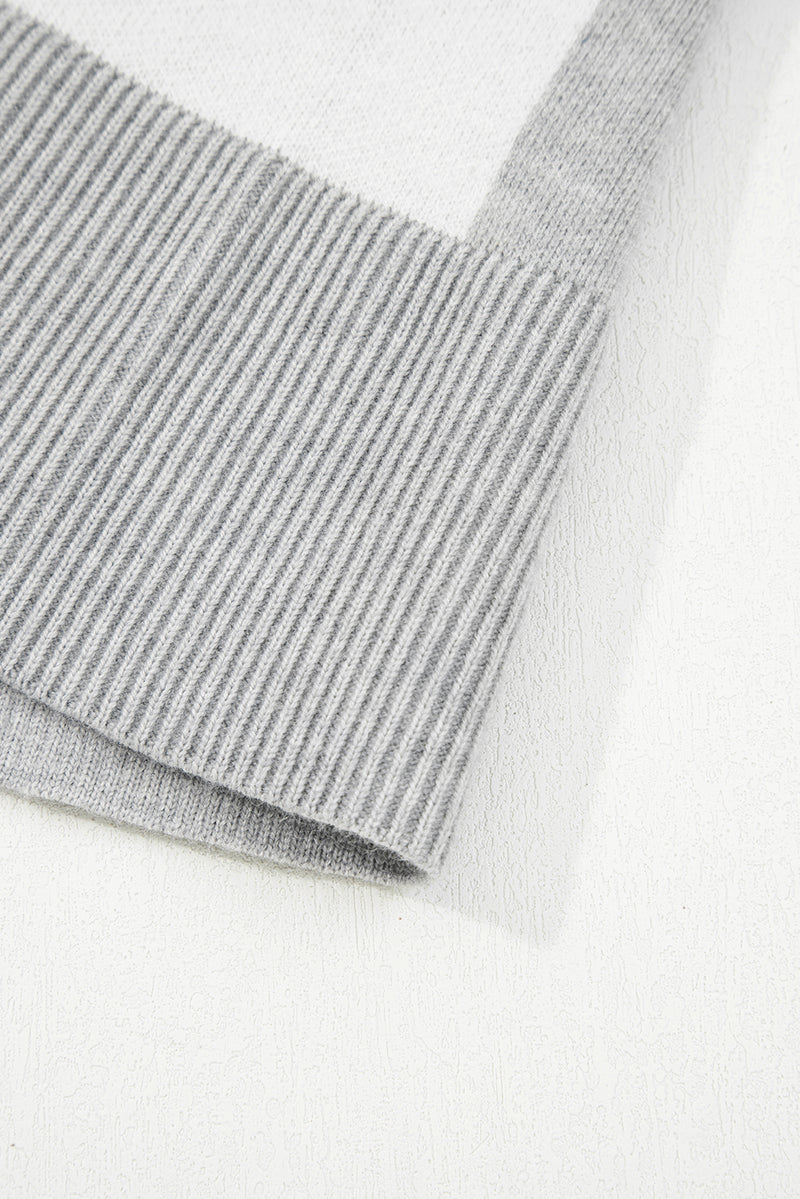 Plus Size Checkered Pattern Button Polo Collar Split Sweater