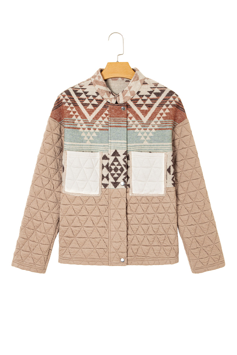 Light French Aztec Quilted Patchwork Western Fashion Jacket