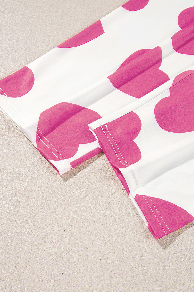 Ruffled Tank Top And Heart Print Pants Lounge Set