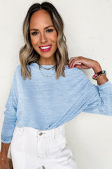 Solid Color Batwing Long Sleeve Top