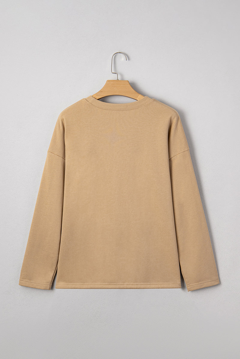 Number Graphic Drawstring Hemline Oversize Long Sleeve Top