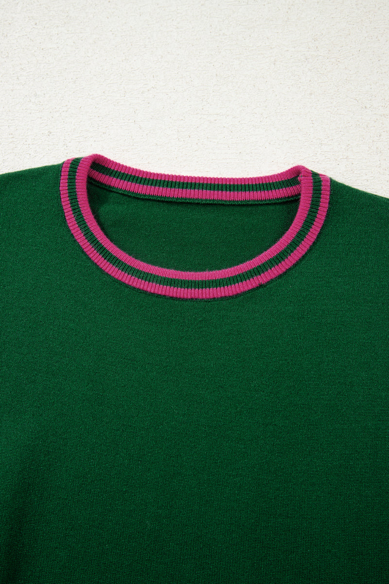 Moss Green Floral Patchwork Shirred Cuff Puff Sleeve Sweater