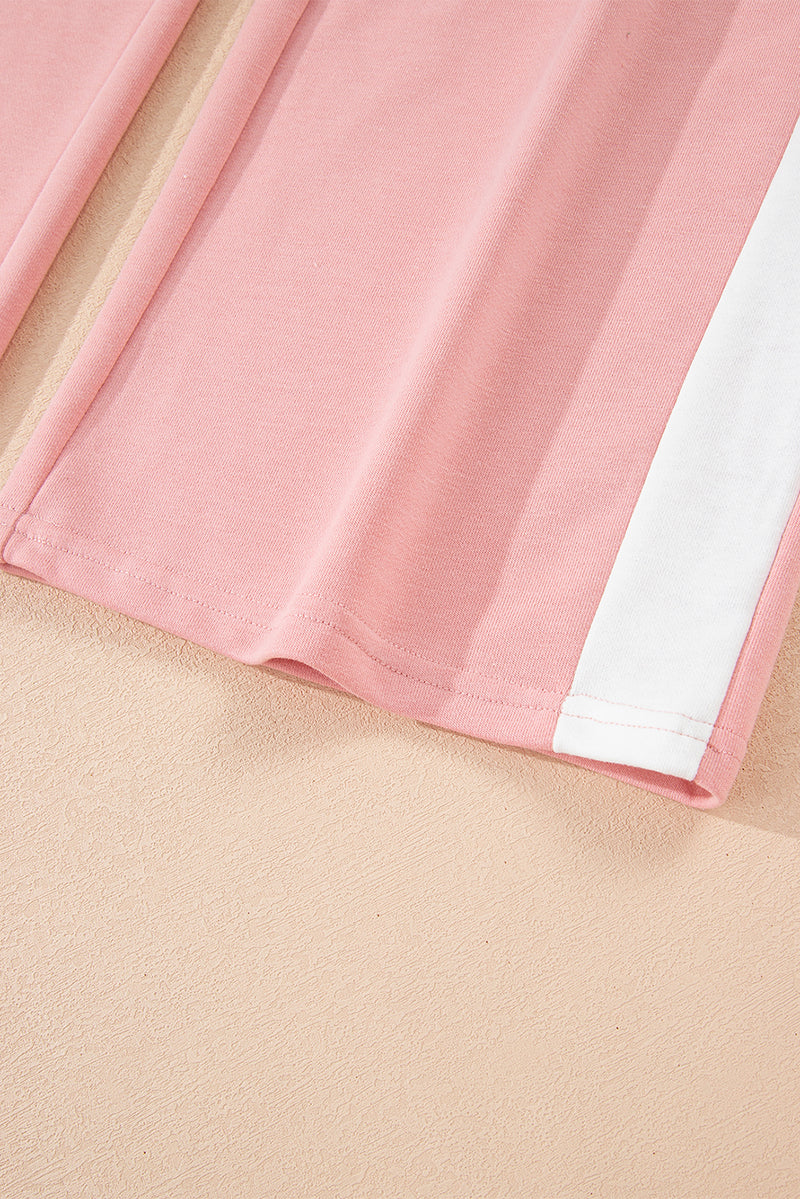 2pcs Color Block Pullover Loose Pant Set