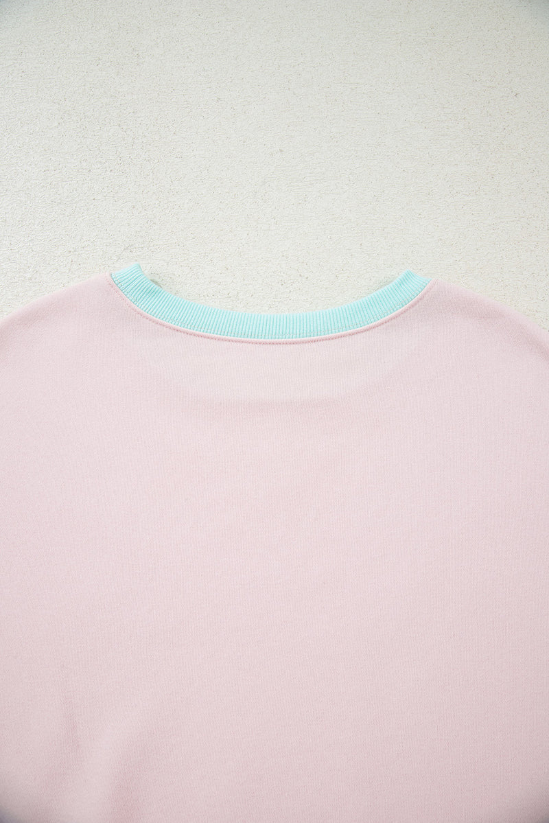 Striped Color block Patchwork Drop Shoulder Sweatshirt