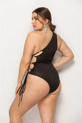 New Style Foreign Trade Oblique Shoulder Plus One-piece Bikini Female Plus Size Swimsuit
