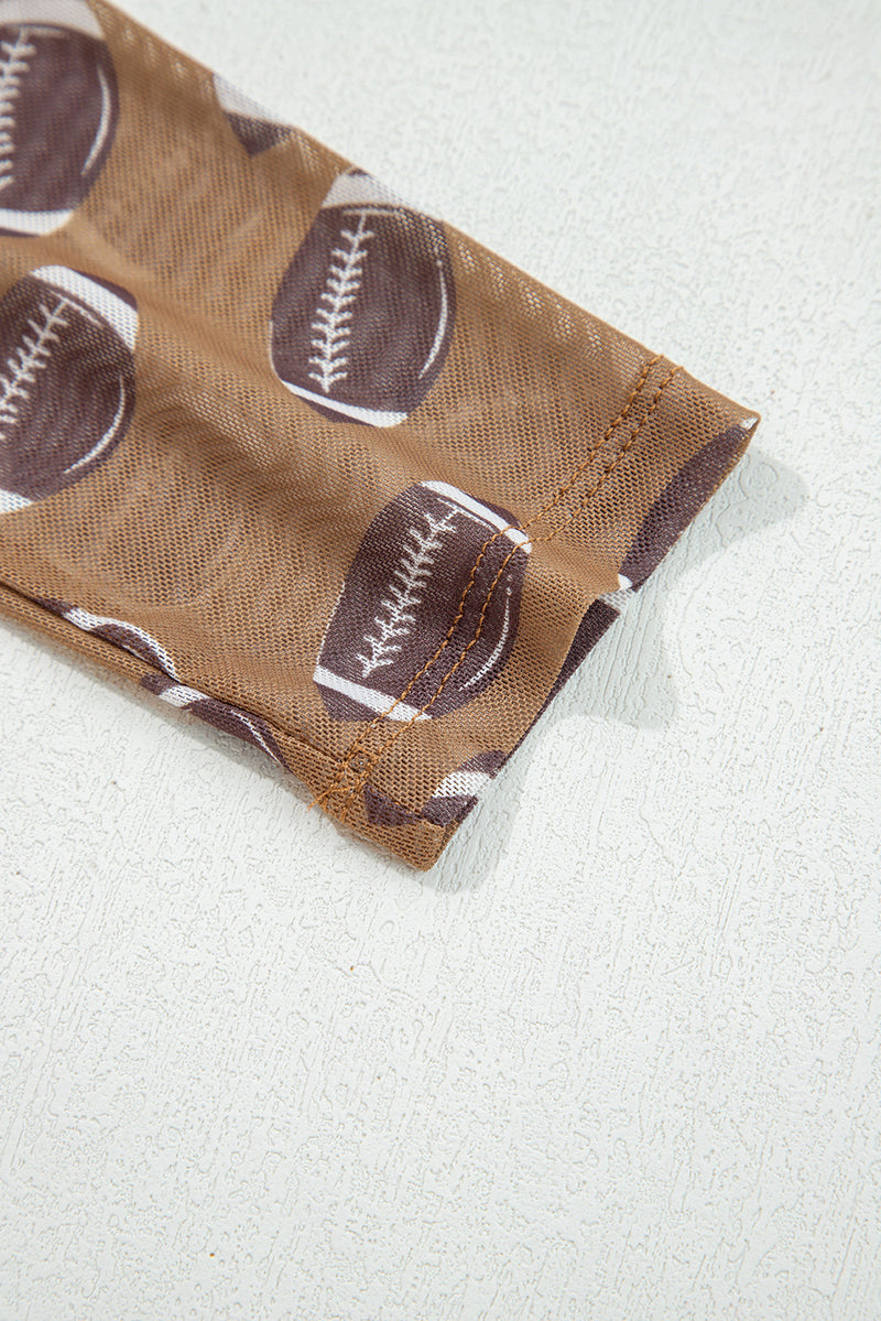 Game Day Rugby Mesh Sheer Long Sleeve Top