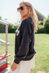 Chenille Game Day Graphic Drop Shoulder Sweatshirt