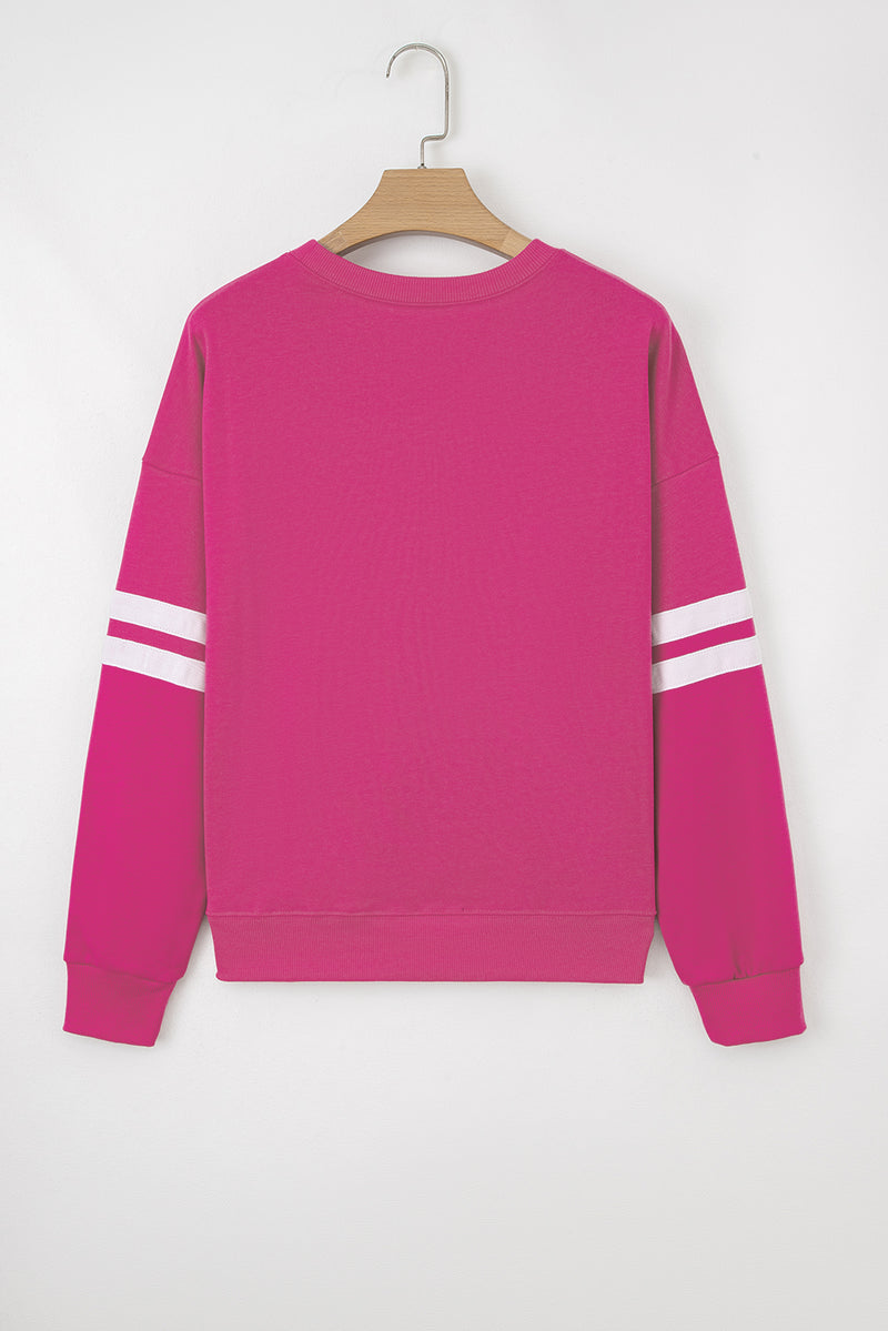 Varsity Striped Detail Drop Shoulder Oversized Sweatshirt