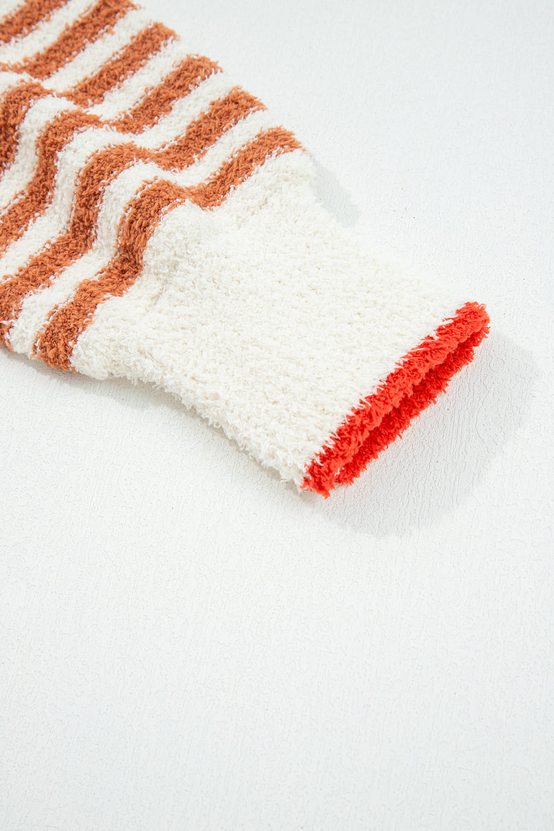 Stripe Cowl Neck Drop Shoulder Sweater