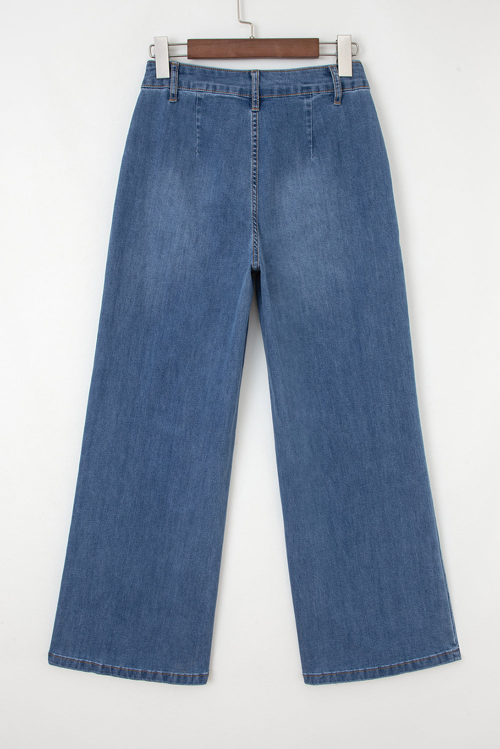Multi Buttons High Waist Wide Leg Jeans With Pockets