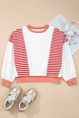 Stripe Colorblock Patchwork Contrast Stitching Oversize Sweatshirt