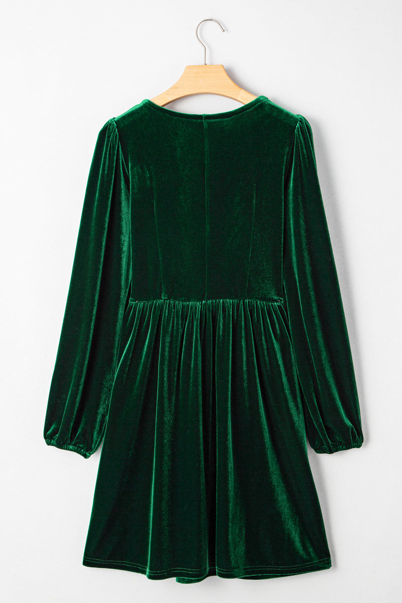 Bowknot Decor High Waist Velvet Mini Dress