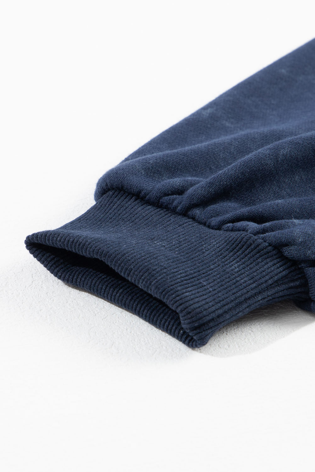 Solid Washed Snap Buttons Lantern Sleeve Pullover Sweatshirt
