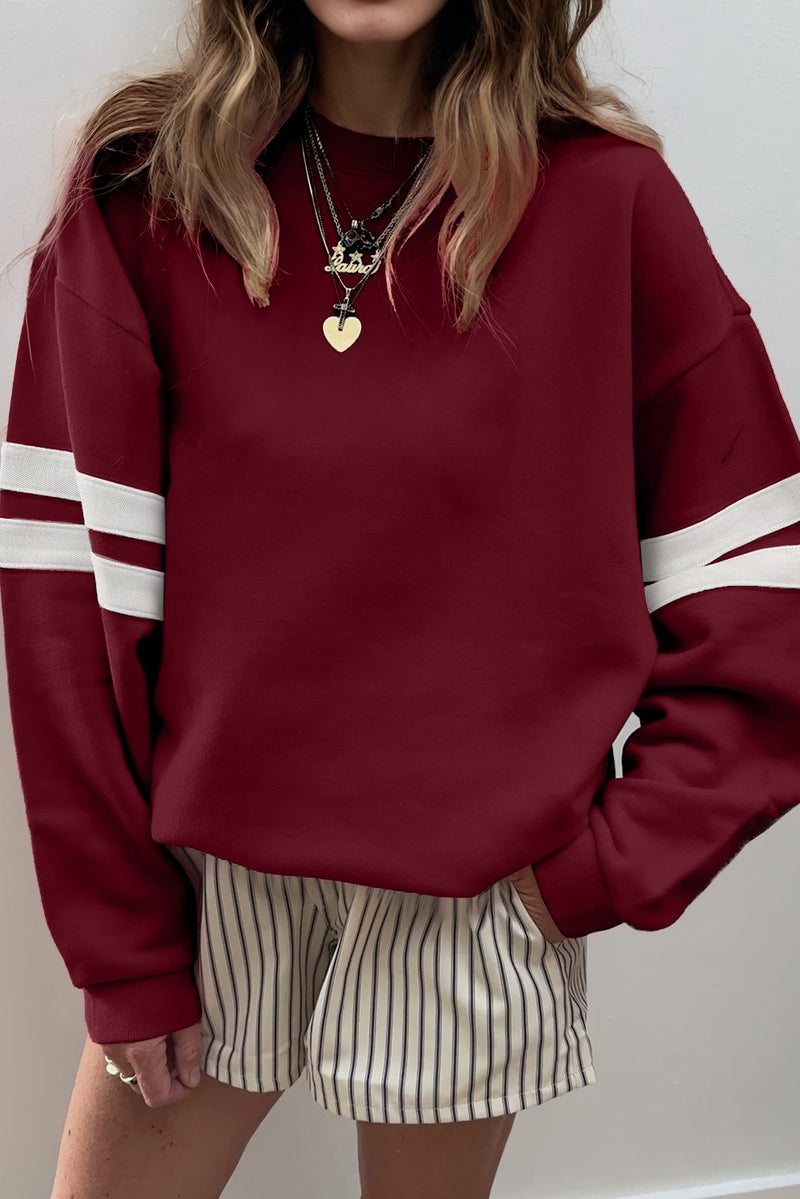 Varsity Striped Detail Drop Shoulder Oversized Sweatshirt