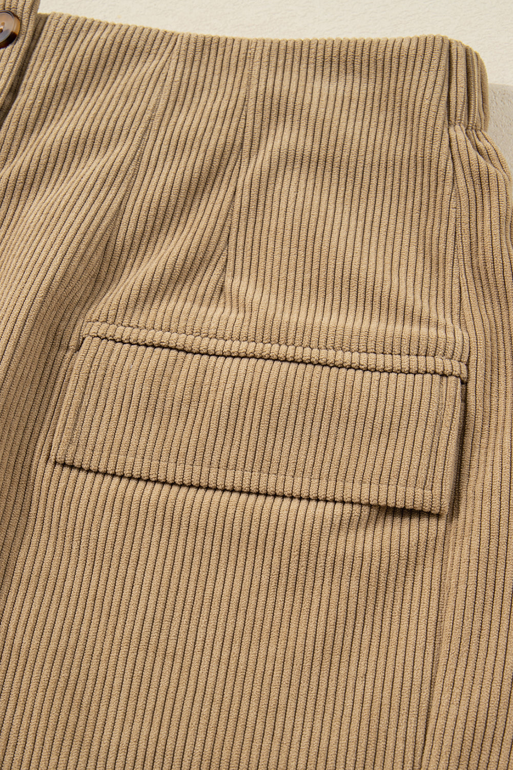 Corduroy Buttoned Front Faux Pockets Mini Skirt