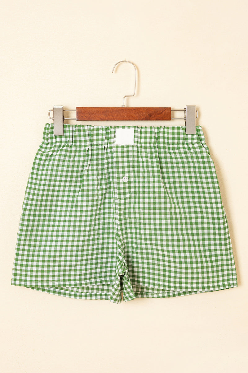 Gingham Printed High Waist Shorts