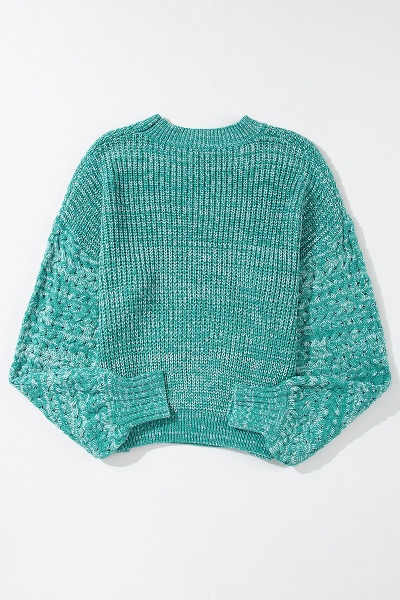Cable Knit Sleeve Drop Shoulder Sweater