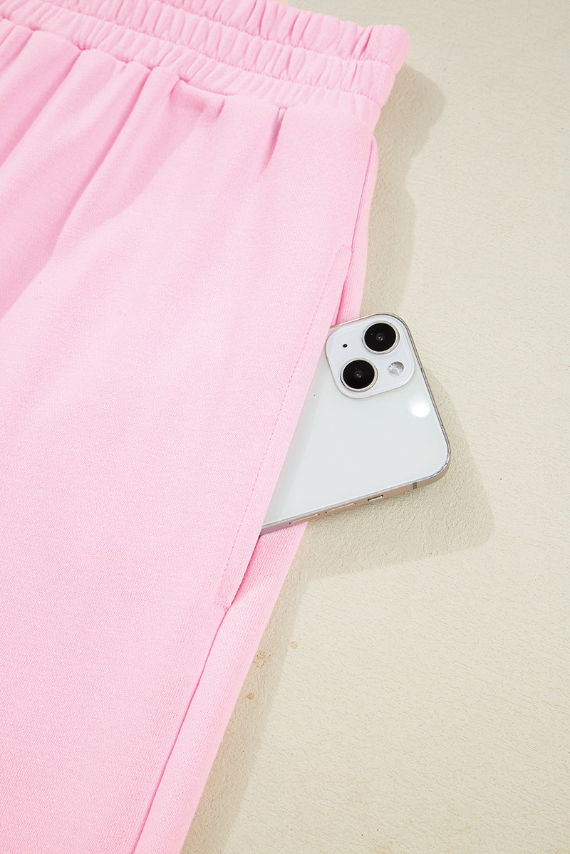 Phalaenopsis Chenille Heart Pattern Casual 2pcs Pants Set