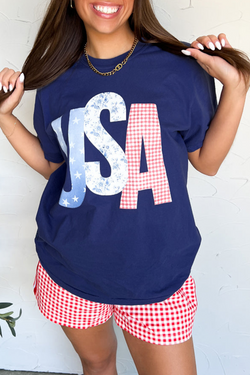 USA Graphic July 4th Crew Neck T Shirt