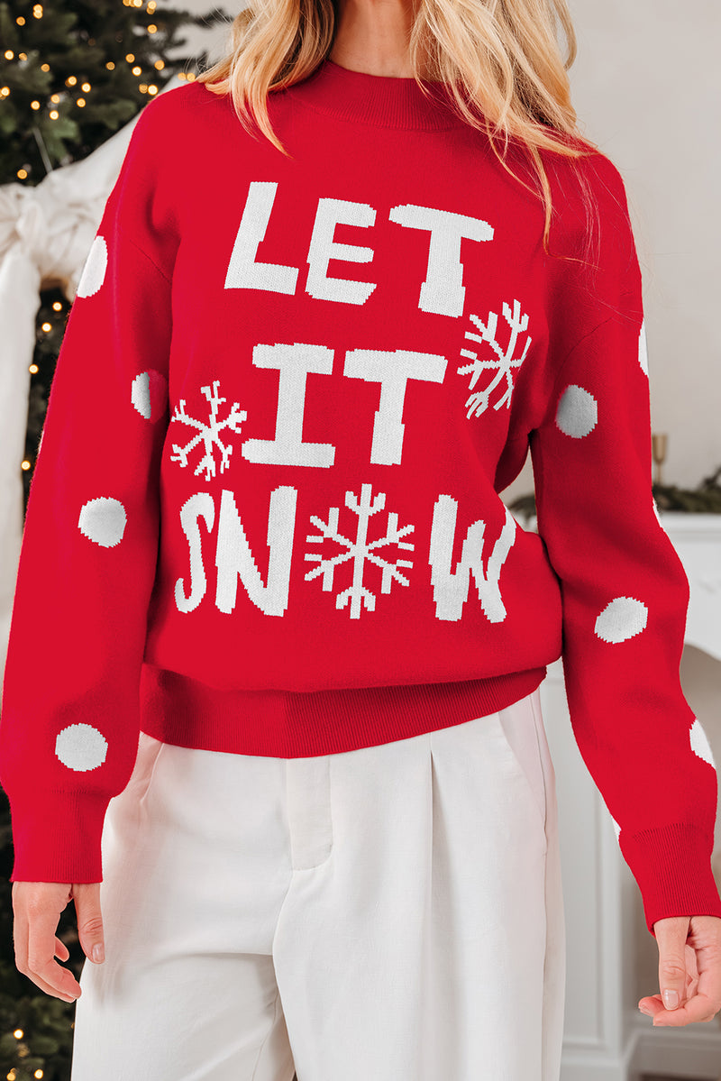 LET IT SNOW Graphic Christmas Holiday Loose Sweater