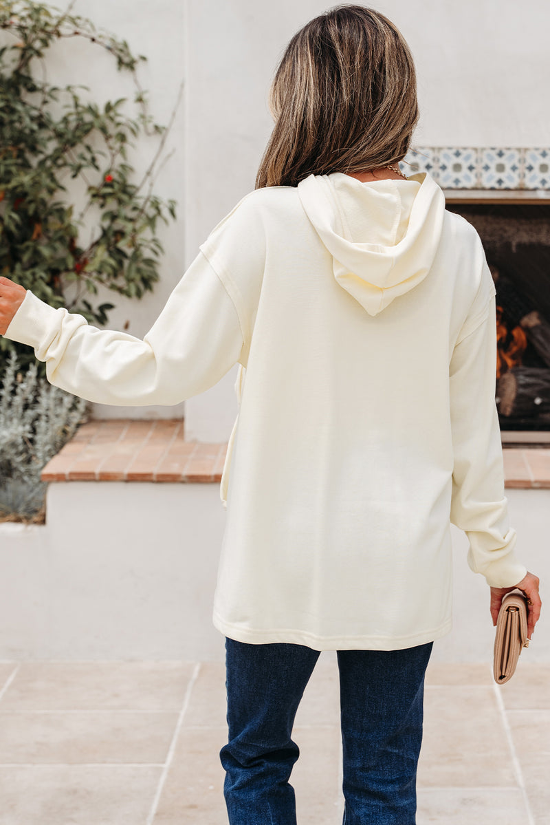 Solid Color Cute Bow Detail Loose Hoodie