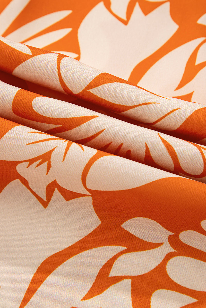 Floral Print Knotted Open Back Long Sleeve Blouse