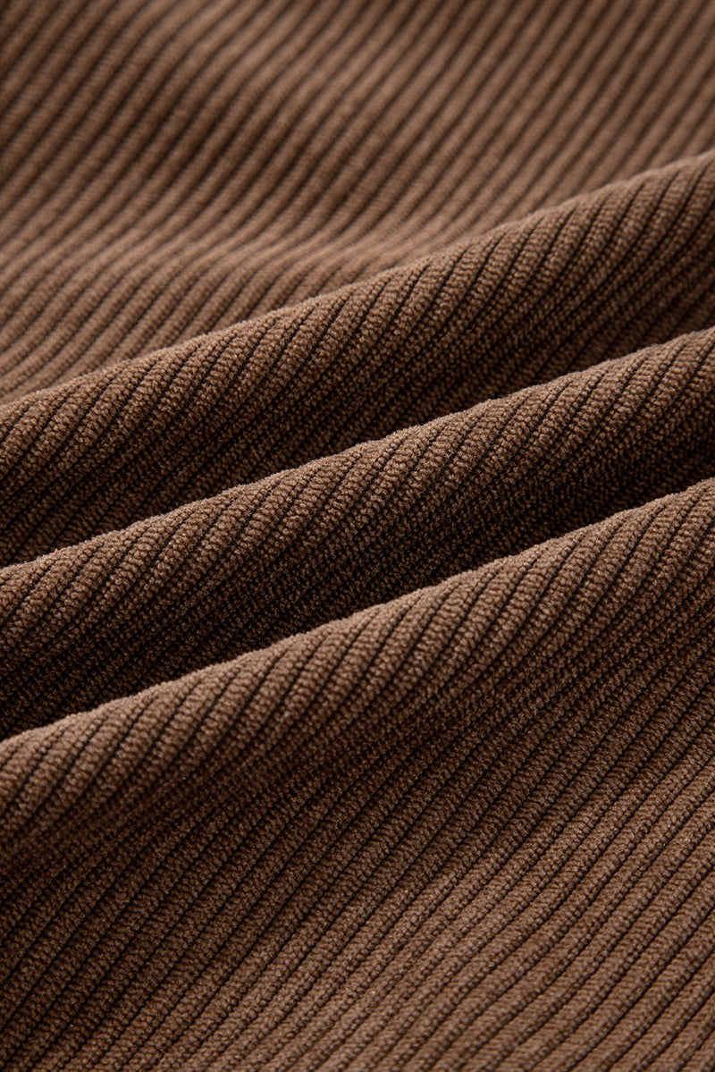 Button Zip Up Lapel Collar Corduroy Jacket