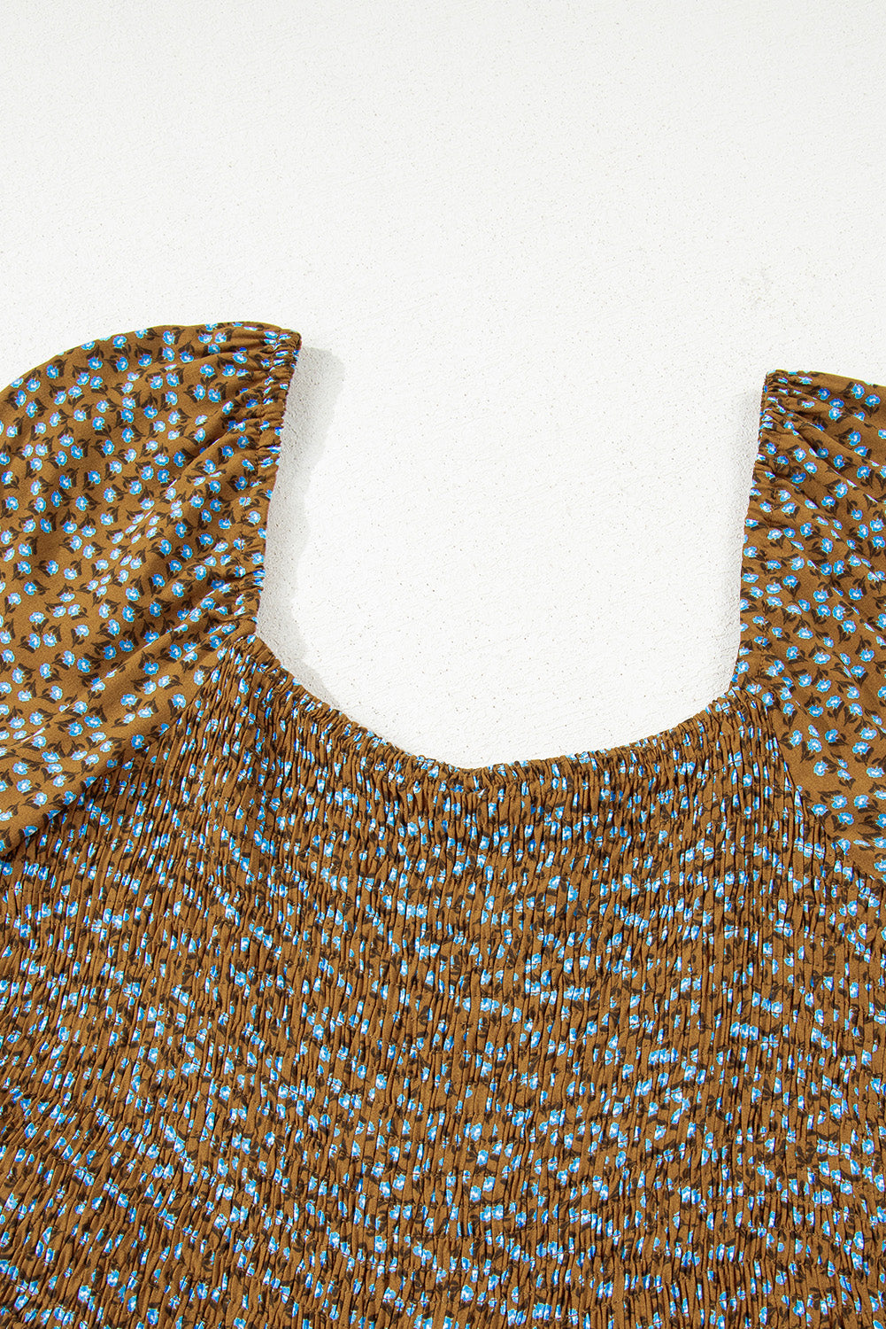 Floral Print Western Smocked Bodice Square Neck Wide Leg Jumpsuit