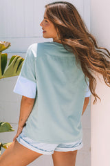Frayed Denim Star Patched Oversize T Shirt