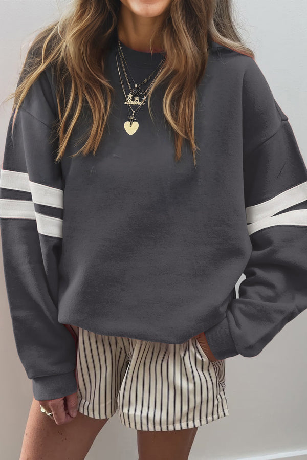 Varsity Striped Detail Drop Shoulder Oversized Sweatshirt