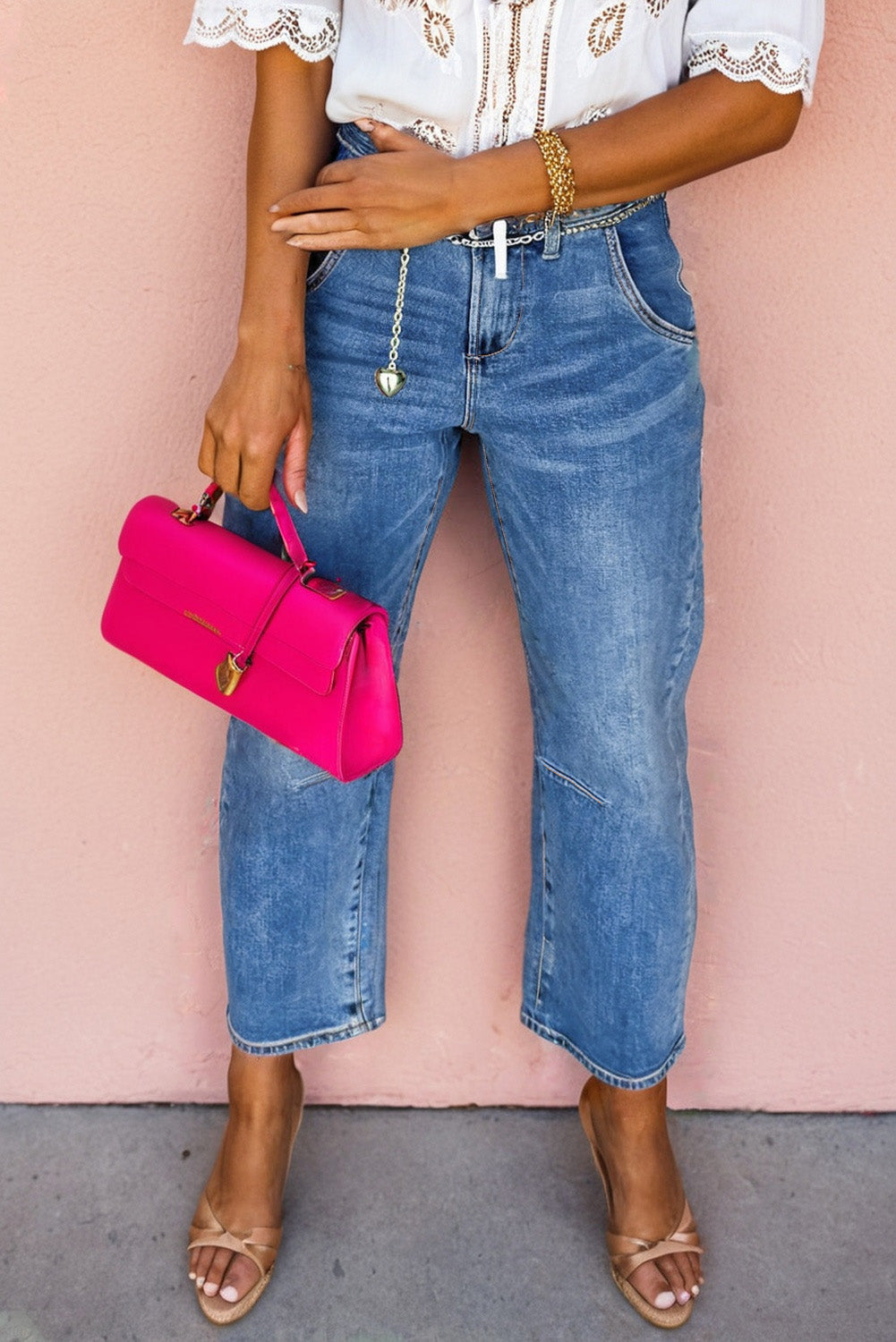 High Waist Straight Leg Ankle Jeans