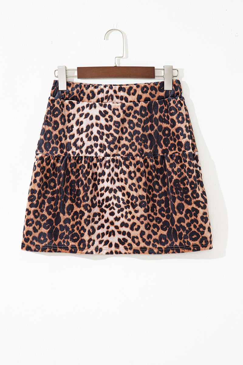 Leopard Tiered Patchwork Hot Mini Skirt