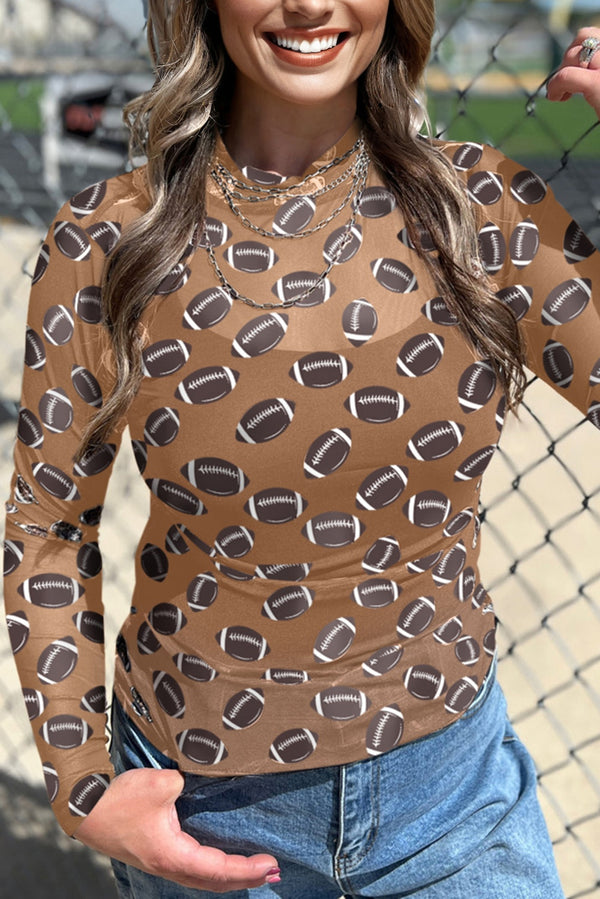 Game Day Rugby Mesh Sheer Long Sleeve Top