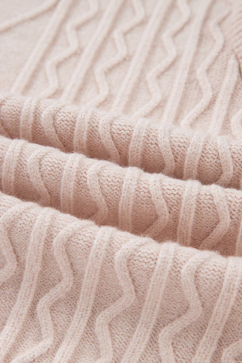 Parchment Cable Knit Ruffle Detail Contrast Floral Sleeve Patchwork Sweater