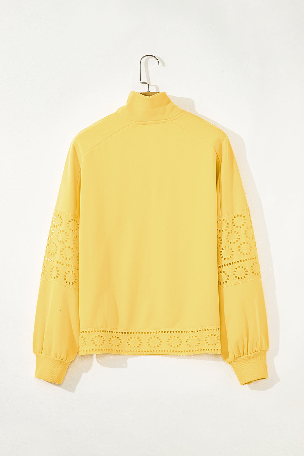 Embroidered Flower Patchwork Snap Buttons Pullover Sweatshirt