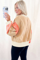 Color Block Textured Patchwork Pullover Sweatshirt