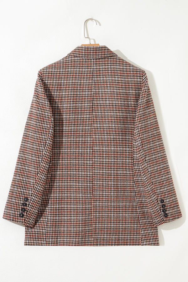 Houndstooth Lapel Collar Blazer