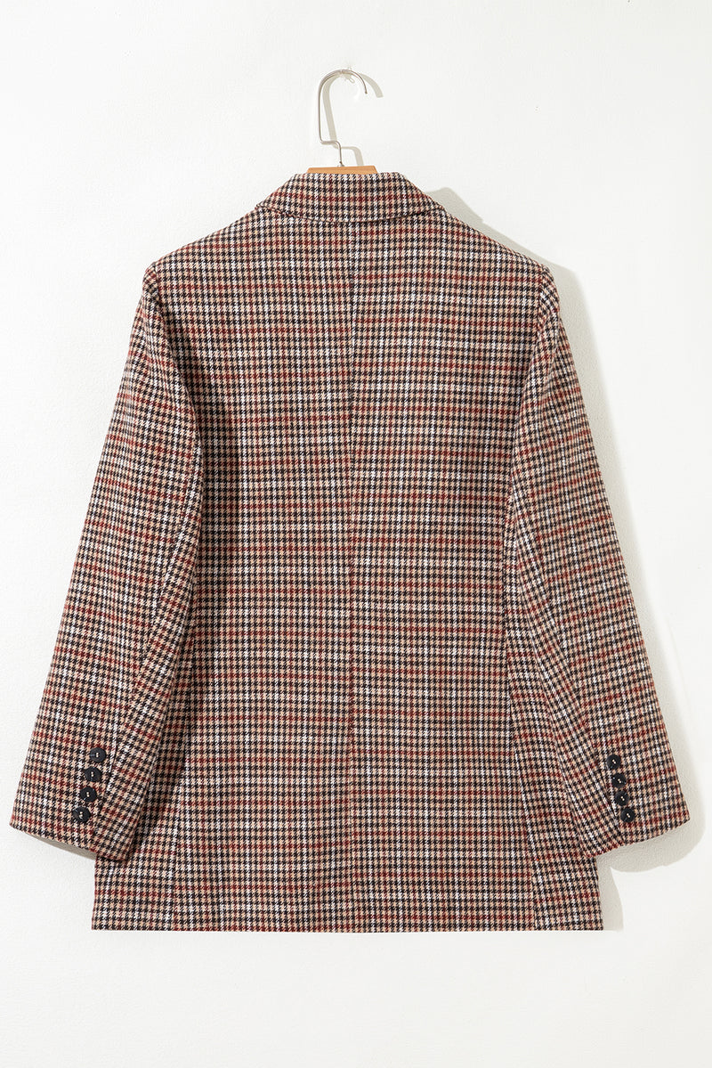 Houndstooth Lapel Collar Blazer