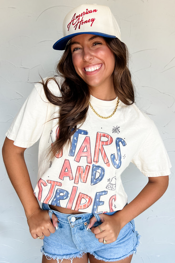 STARS AND STRIPES Crew Neck Graphic Tee