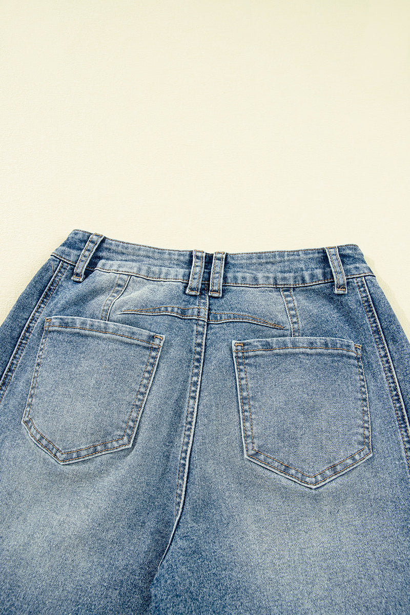 Blue Vintage Washed Seam Detail Shift Jeans