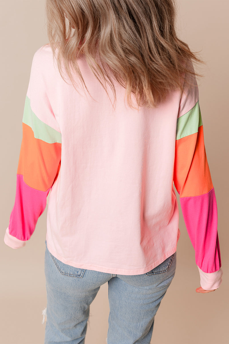 Timeless Color block Patchwork Long Sleeve Loose Top