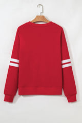 Glitter Trim GAME DAY Letter Graphic Oversized Varsity Sweatshirt