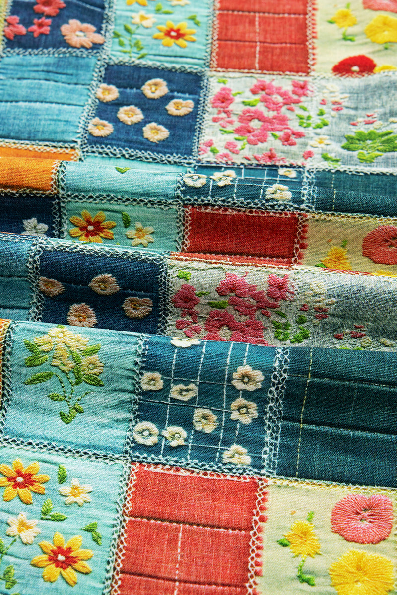 Multicolour Floral Collared V Neck Roll up Sleeve Shift Blouse