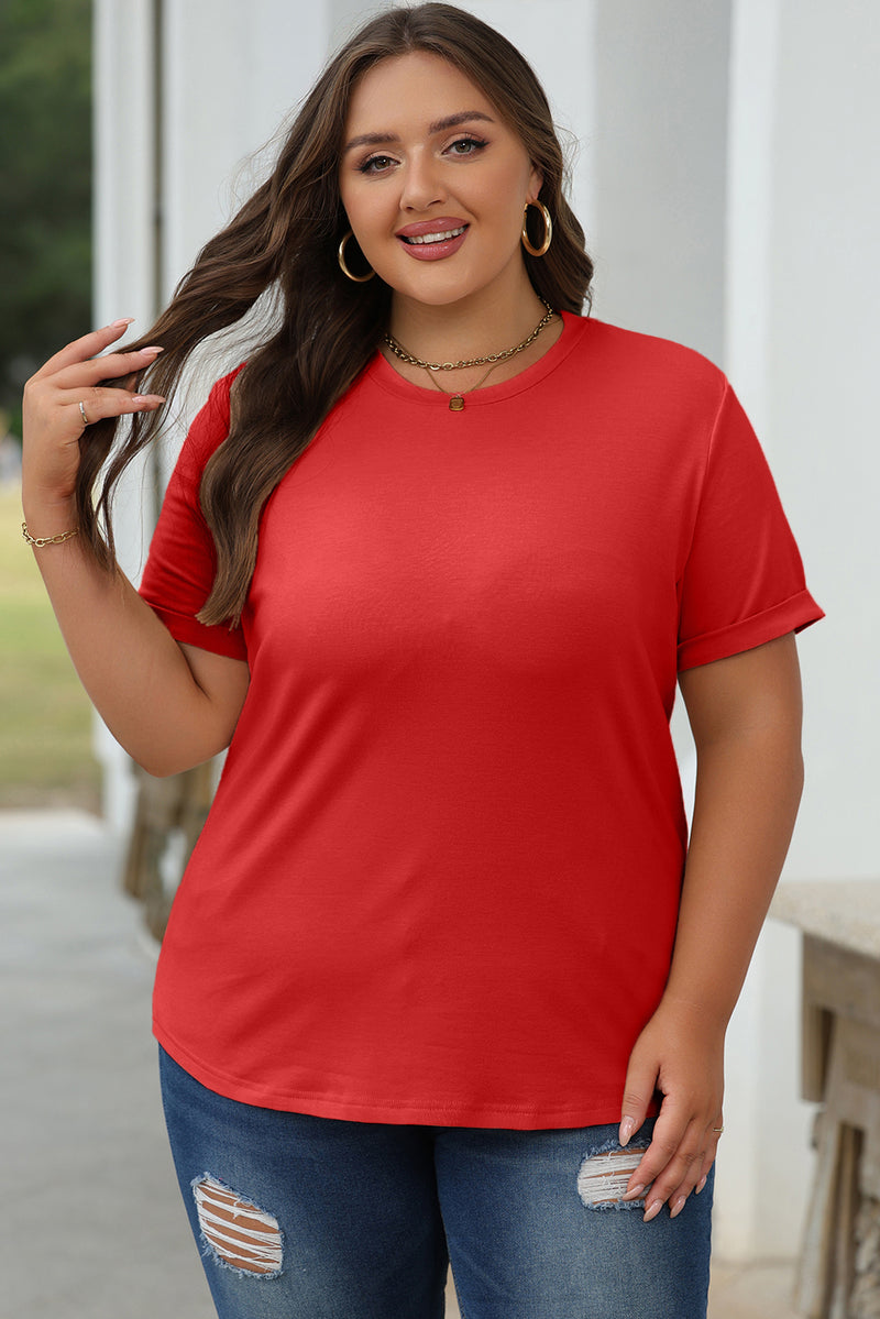 Bright Casual Plain Crew Neck Tee