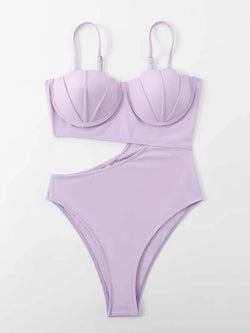 Solid Color One-piece Swimsuit Women