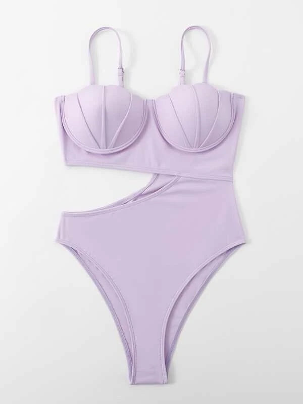 Solid Color One-piece Swimsuit Women